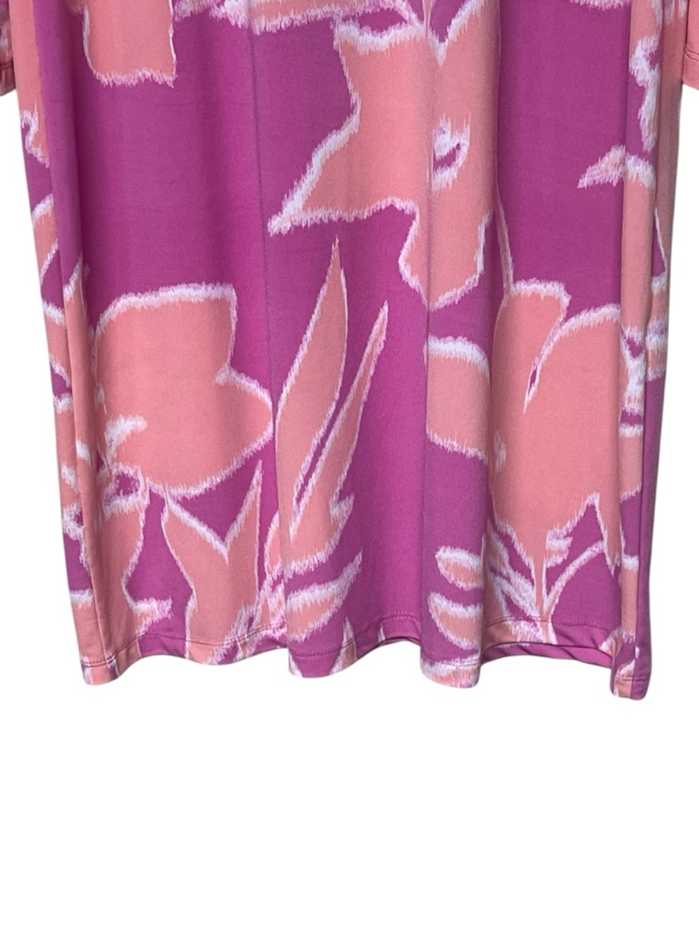 Tori Richard Honolulu pink & coral tropical floral 3/4 sleeve scoop neck dress - Picture 5 of 8
